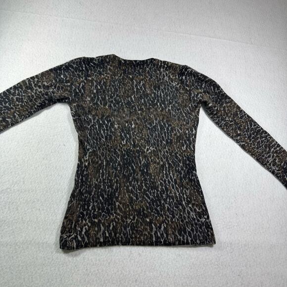 Tweeds 100% 2 Ply Cashmere Leopard Animal Print LS Size Small V Neck Sweater Top - Picture 6 of 9
